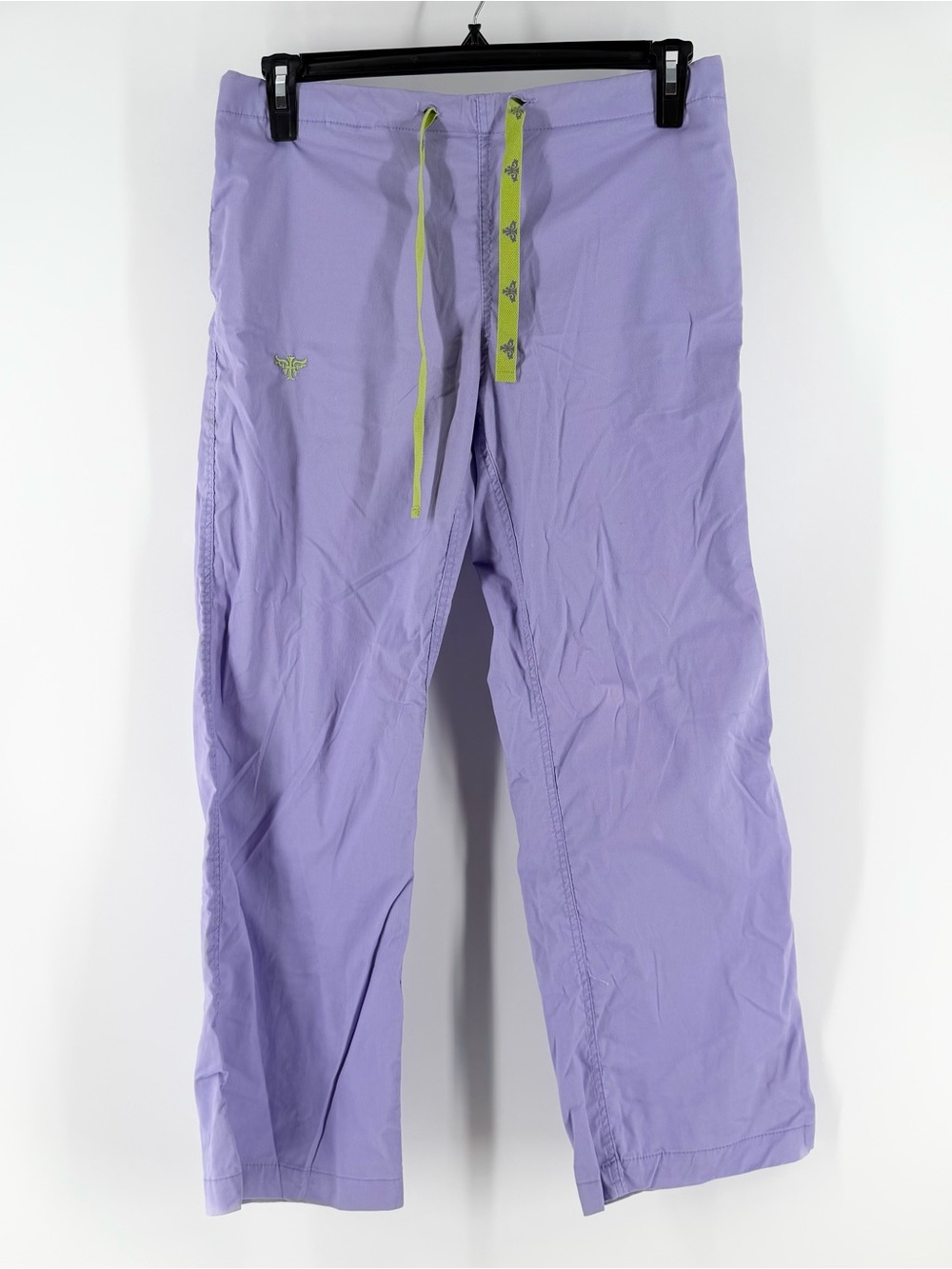 Med Couture Cargo Scrub Pants Women Small Petite Periwinkle Lime 8705P Flawed
